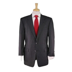 Hickey-Freeman Charcoal Gray w/ Pink Pinstripe 2-Btn Wool Suit 42R